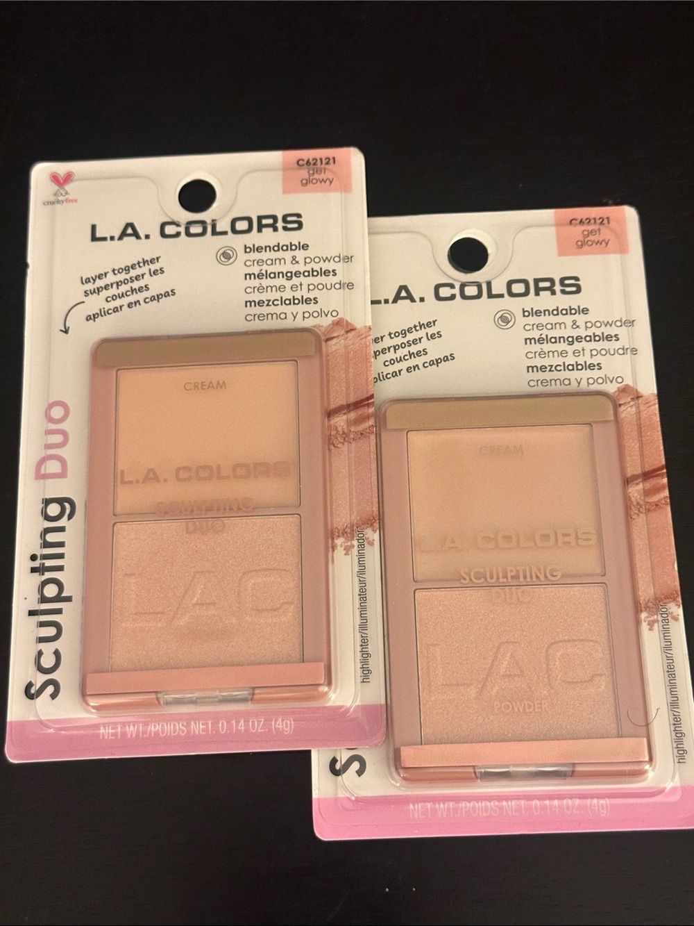 2 L.A. COLORS Sculpting Duo Powder Makeup get glowy Nude/Beige